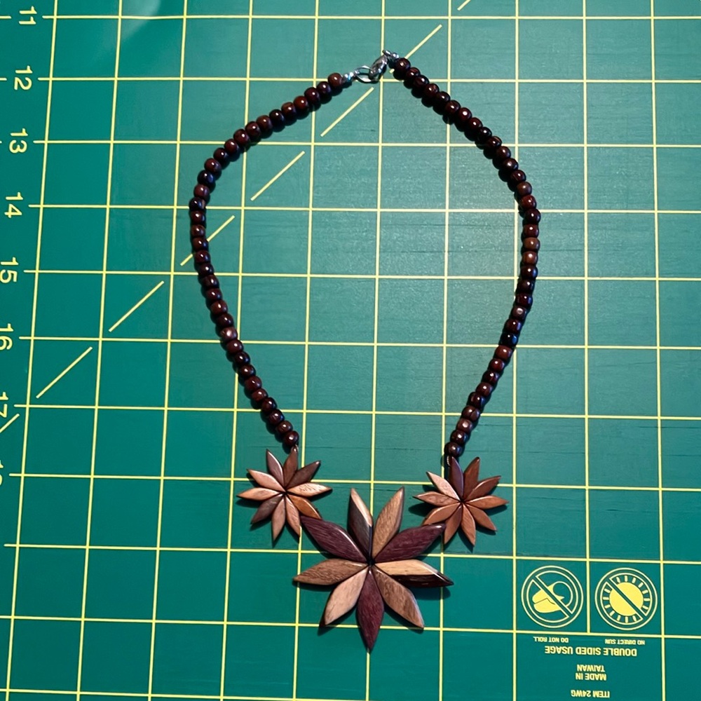 Natural Mixed Wood Beaded Necklace